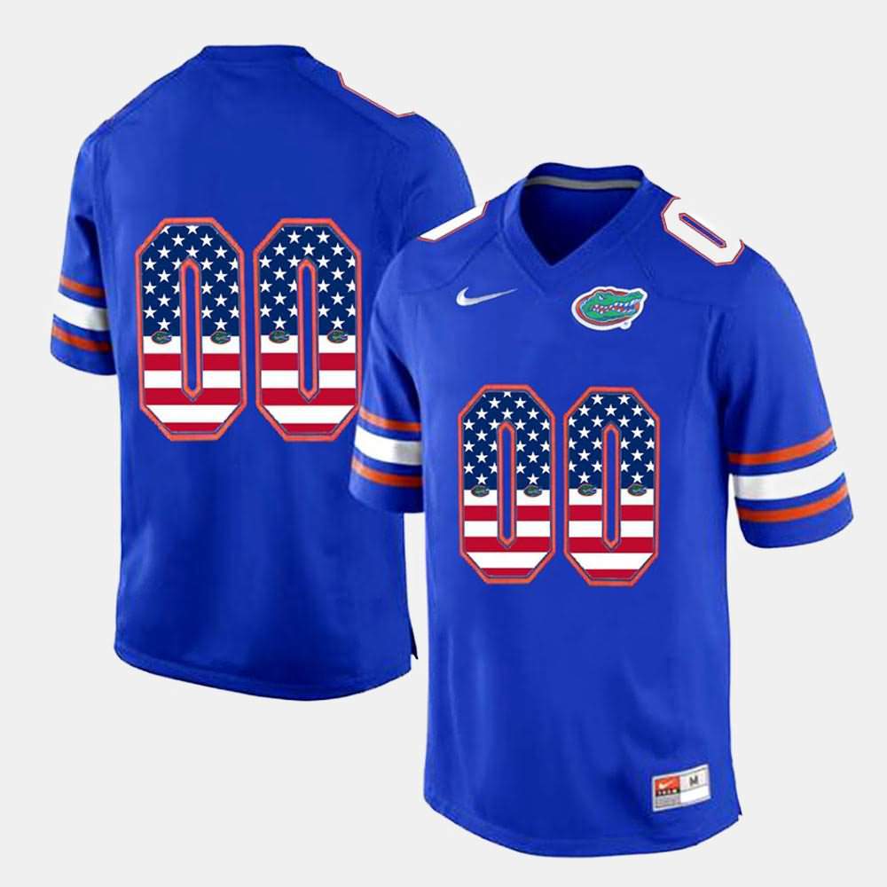 NCAA Florida Gators Customize Men's #00 Nike Royal Blue US Flag Fashion Stitched Authentic College Football Jersey HRI2864WE